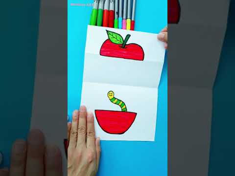 5 'den kolay Elma Çizimi / Yerli malı haftası resim çizimi /kolay meyve çizimleri
